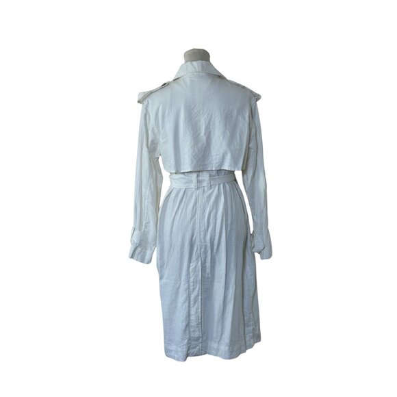 A New Day Women's Linen Long Sleeve Belted Trench Coat White Size M Fall Fashion - Picture 2 of 9